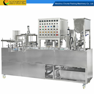 4 Cups per Time Water Cup Washing Filling Pre-cut Aluminum Foil Lid Sealing Machine