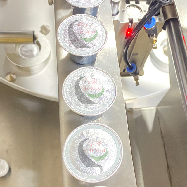KIS-900 Rotary Type Coffee Powder Capsule Screw Filling Roll Film Inside Cutting Sealing Machine